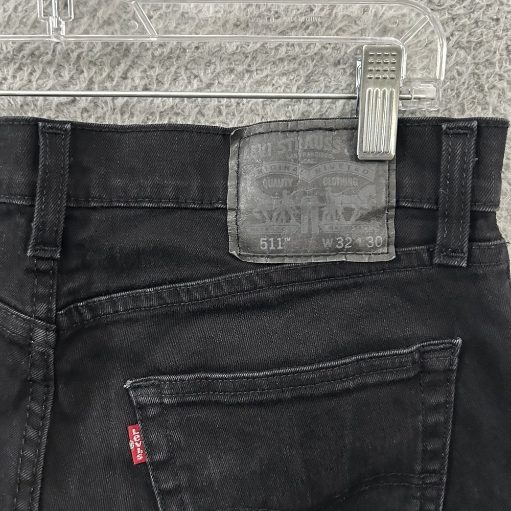 Levis Jeans Mens 32x30 Black Denim 511 Slim Straight American Stretch Red Tab‎ - Picture 7 of 11